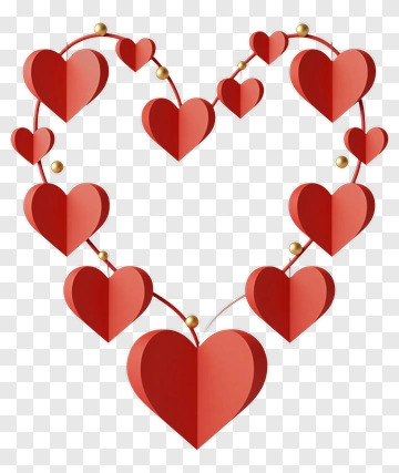 Red Heart Garland Decoration PNG