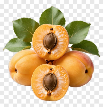 Fresh Apricots With Leaves PNG