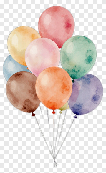 Colorful Watercolor Balloons PNG