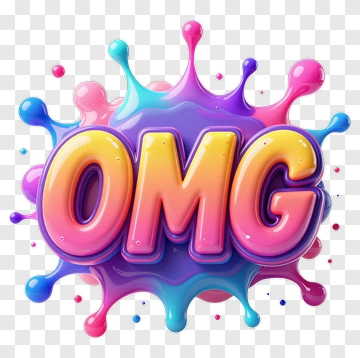 Colorful Omg Text Splash PNG