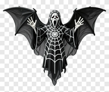 Halloween Ghost With Spider Web Wings PNG