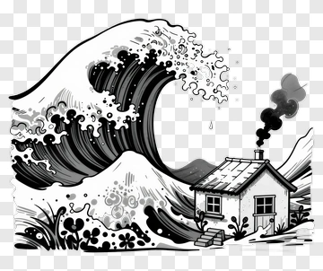 House Beside A Large Wave PNG