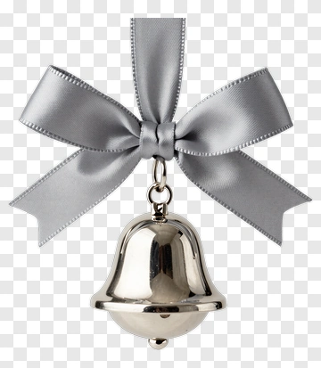 Silver Bell With Gray Ribbon PNG