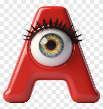 3D Red Letter A With Eye And Eyelashes PNG