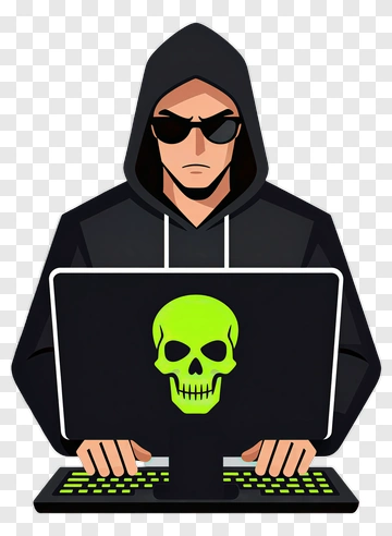 Cartoon Hacker Using A Computer PNG