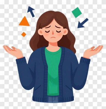 Confused Woman Gesturing With Shapes PNG