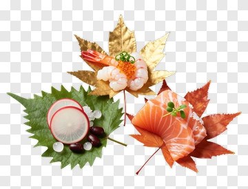 Sushi Platter On Autumn Leaves PNG