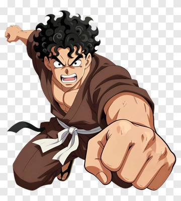 Cartoon Fighter Punching Forward PNG