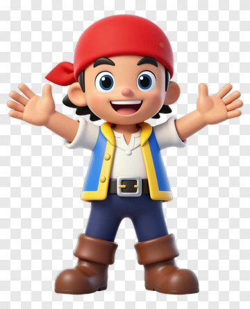 Cartoon Pirate Boy With Open Arms PNG