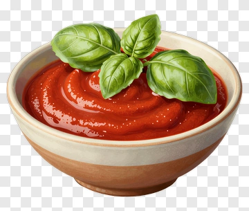 Bowl Of Tomato Sauce With Fresh Basil PNG
