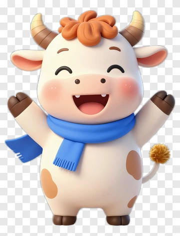 Cartoon Cow Smiling And Waving PNG