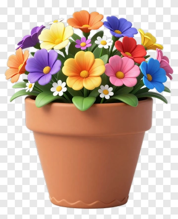 Colorful Flower Pot PNG
