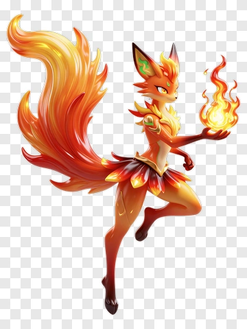 Fire Fox Character Holding A Flame PNG