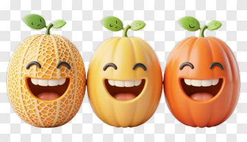 Happy Cartoon Pumpkins With Smiling Faces PNG