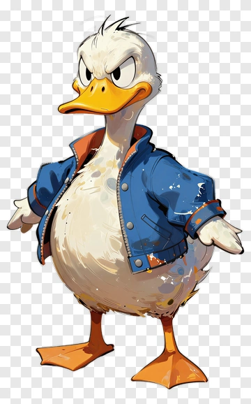 Cartoon Duck Wearing A Blue Jacket PNG