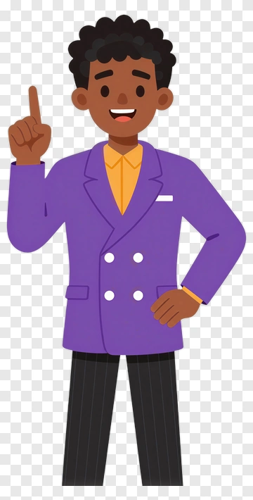 Cartoon Man In Purple Suit Gesturing PNG