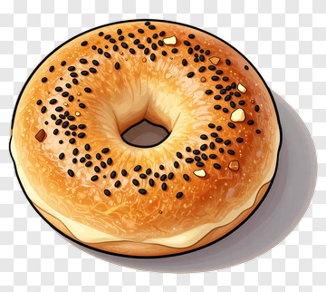 Cartoon Bagel With Sesame Seeds PNG