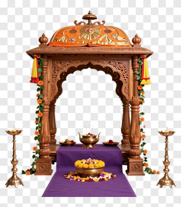 Decorative Hindu Mandap With Floral Arrangements PNG