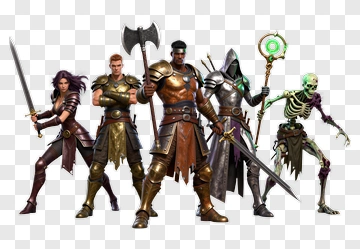 Fantasy Warrior Group With Skeleton PNG