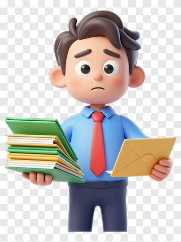 Worried Businessman Holding Files And An Envelope PNG