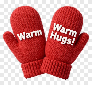 Red Mittens With Warm Hugs Text PNG