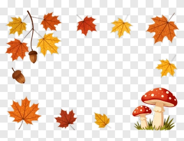 Autumn Leaves And Mushrooms Frame PNG