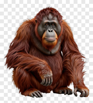Realistic Orangutan Sitting PNG