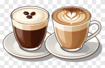 Coffee Cups With Latte Art PNG