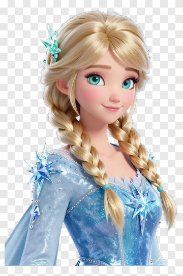 Cartoon Ice Queen With Braided Hair PNG