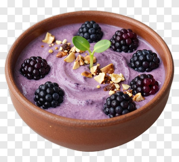 Berry Smoothie Bowl With Blackberries And Nuts PNG