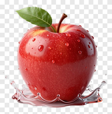Red Apple With Water Droplets PNG