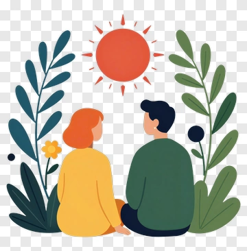 Couple Sitting Together Under The Sun PNG
