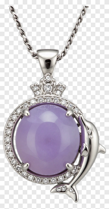 Dolphin Pendant With Purple Gemstone PNG