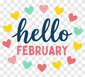 Hello February With Colorful Hearts PNG