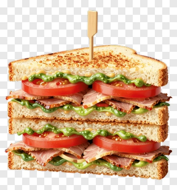 Triple Layer Sandwich With Lettuce And Tomato PNG