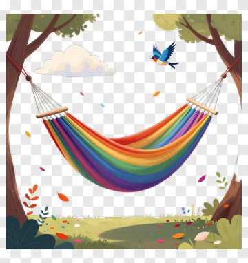 Colorful Hammock Between Trees In A Park PNG