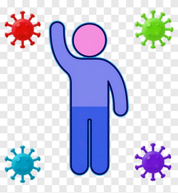 Cartoon Figure Surrounded By Virus Icons PNG