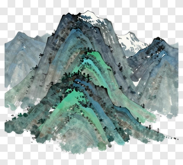 Watercolor Mountain Landscape PNG