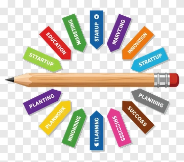 Pencil With Business Strategy Tags PNG