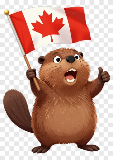 Cartoon Beaver Holding A Canadian Flag PNG