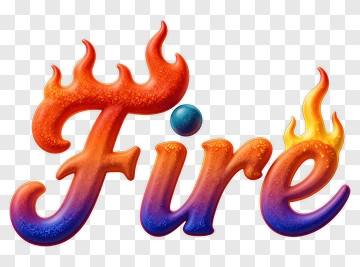Colorful Fire Text Illustration PNG