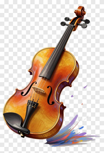 Violin With Colorful Paint Splash PNG