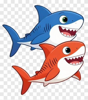 Cartoon Sharks With Smiling Faces PNG