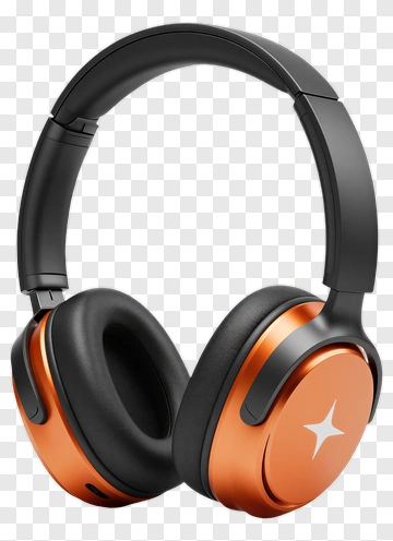 Orange Wireless Headphones PNG