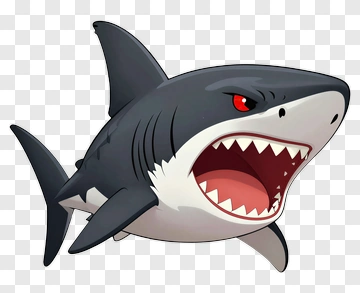 Cartoon Shark With Red Eyes PNG