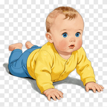 Crawling Baby In Yellow Sweater PNG