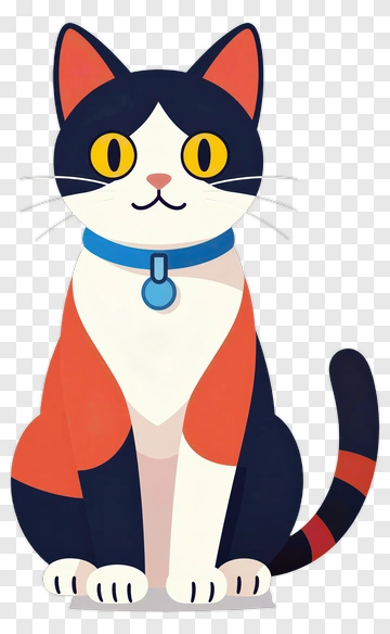 Cartoon Cat With A Blue Collar PNG