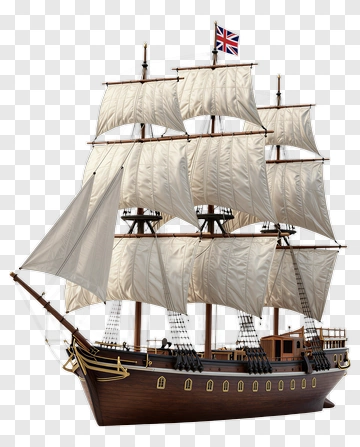Detailed Ship Model With Sails PNG