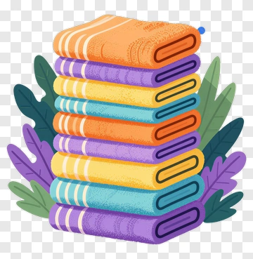 Colorful Stacked Towels With Leaves PNG