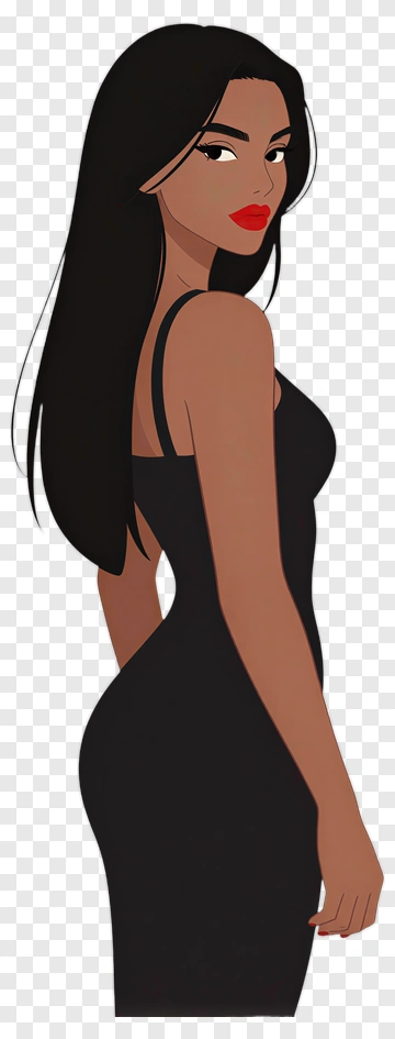 Stylish Woman In A Black Dress PNG